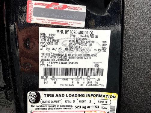 Tuxedo Black Metallic 2012 Ford F-150 FX4