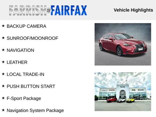 Matador Red Mica 2015 Lexus IS 350 Base