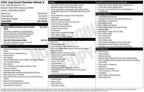 Bright White Clearcoat 2025 Jeep Grand Cherokee Altitude