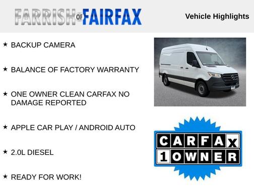 Arctic White 2025 Mercedes-Benz Sprinter 2500 Standard Roof