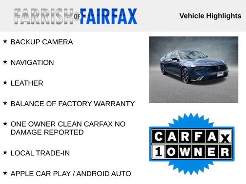 Blue Metallic 2025 Honda Accord Hybrid Touring