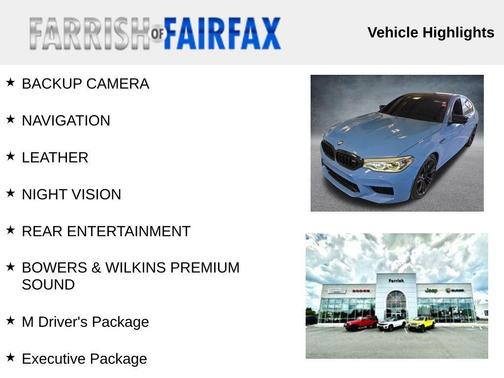 Black Sapphire Metallic 2018 BMW M5 Base