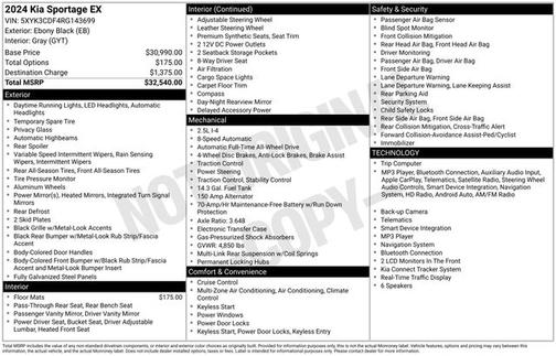 Ebony Black 2024 Kia Sportage EX