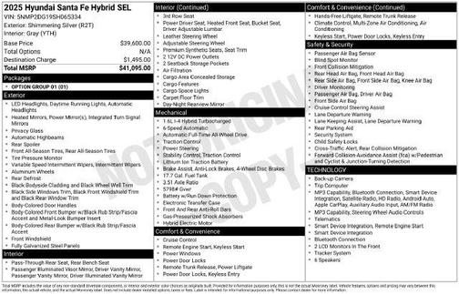 Shimmering Silver 2025 Hyundai SANTA FE HEV SEL