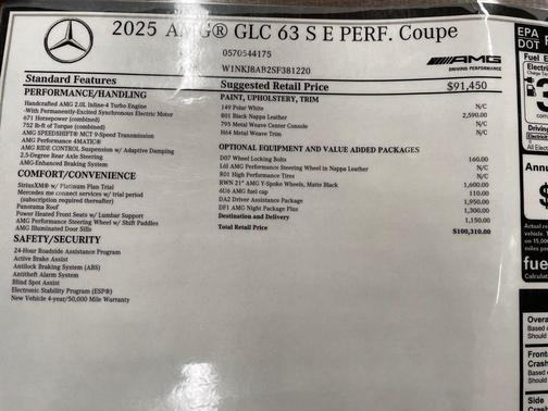Polar White 2025 Mercedes-Benz AMG GLC 63 S E Performance 4MATIC Coupe