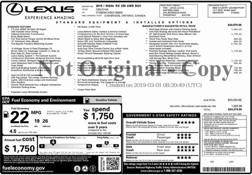 2019 Lexus RX 350 Base