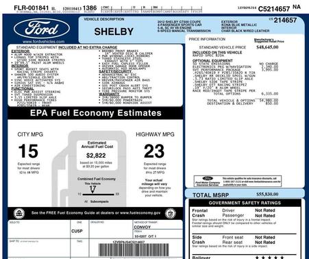 2012 Ford Shelby GT500 Base