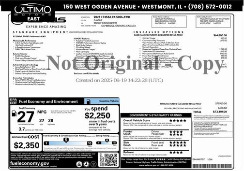2025 Lexus RX 500h F SPORT Performance