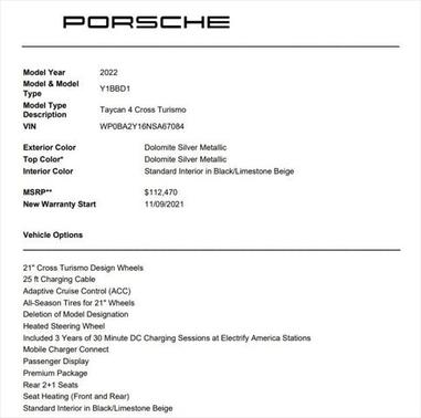 2022 Porsche Taycan Cross Turismo 4