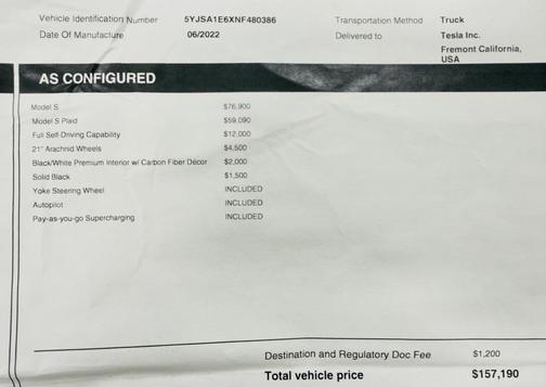 2022 Tesla Model S Plaid
