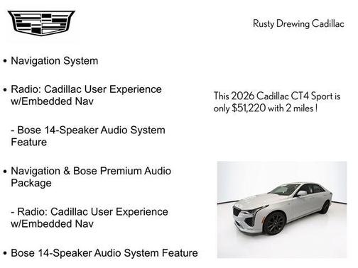 White 2026 Cadillac CT4 Sport RWD