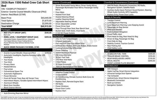 Granite Crystal Clearcoat Metallic 2026 RAM 1500 Rebel