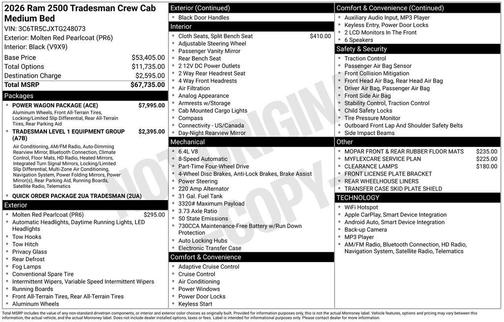 Molten Red Pearlcoat 2026 RAM 2500 Tradesman