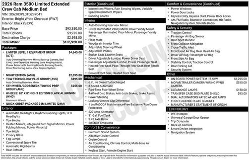 Bright White Clearcoat 2026 RAM 3500 Limited