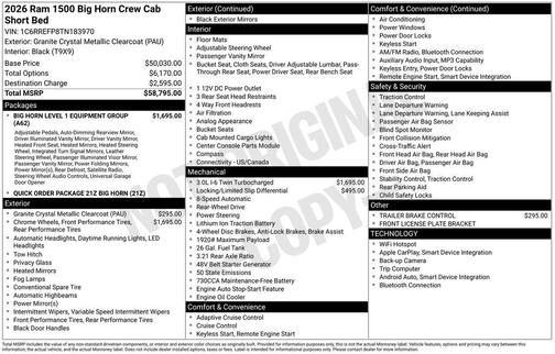Granite Crystal Clearcoat Metallic 2026 RAM 1500 Big Horn/Lone Star
