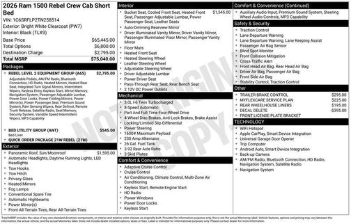 Bright White Clearcoat 2026 RAM 1500 Rebel