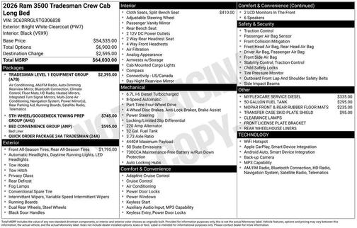 Bright White Clearcoat 2026 RAM 3500 Tradesman