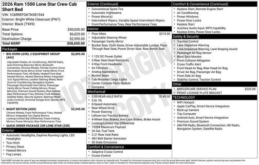 Bright White Clearcoat 2026 RAM 1500 Big Horn/Lone Star