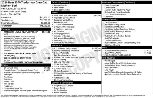 Silver Zynith 2026 RAM 2500 Tradesman