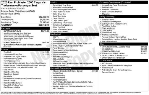 Bright White Clearcoat 2026 RAM ProMaster 2500 High Roof