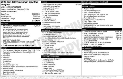 Bright White Clearcoat 2026 RAM 3500 Tradesman