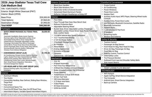 Bright White Clearcoat 2026 Jeep Gladiator Texas Trail