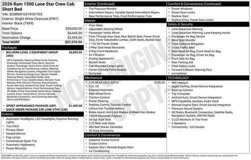 Bright White Clearcoat 2026 RAM 1500 Big Horn/Lone Star