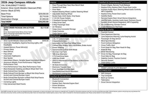 Silver Zynith 2026 Jeep Compass Latitude