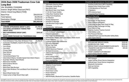 Bright White Clearcoat 2026 RAM 3500 Tradesman