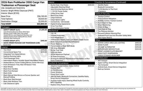 Bright White Clearcoat 2026 RAM ProMaster 3500 High Roof