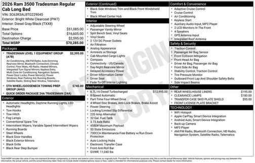 Bright White Clearcoat 2026 RAM 3500 Tradesman