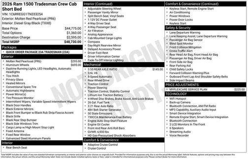 Molten Red Pearlcoat 2026 RAM 1500 Tradesman