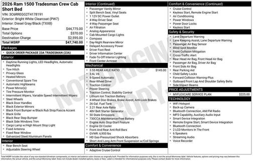 Bright White Clearcoat 2026 RAM 1500 Tradesman