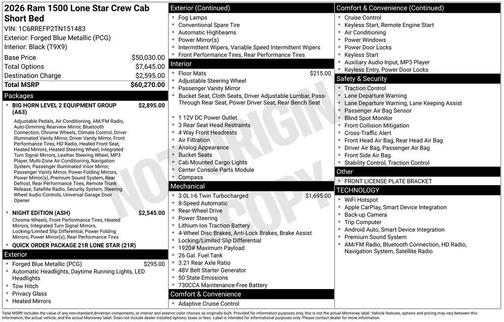 Blue Metallic 2026 RAM 1500 Big Horn/Lone Star