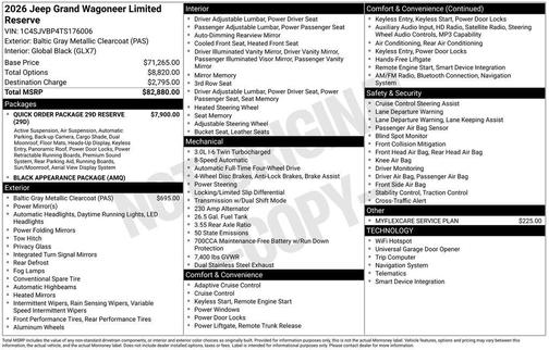 Metallic 2026 Jeep Grand Wagoneer Limited Reserve