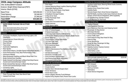 Bright White Clearcoat 2026 Jeep Compass Latitude
