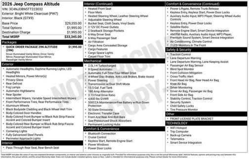 Bright White Clearcoat 2026 Jeep Compass Latitude