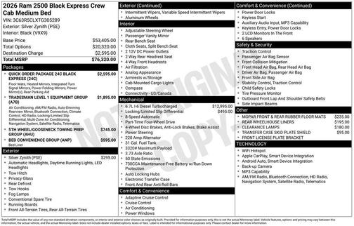 Silver Zynith 2026 RAM 2500 Tradesman