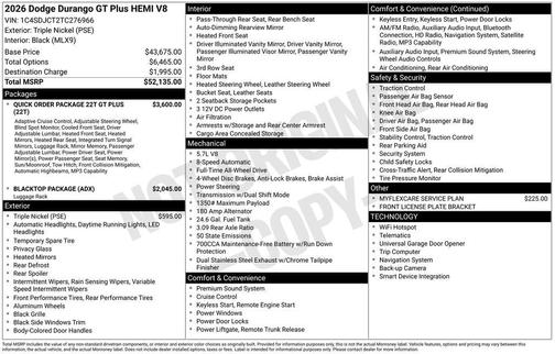 Nickel 2026 Dodge Durango GT Plus HEMI V8