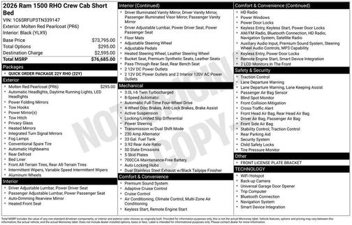 Molten Red Pearlcoat 2026 RAM 1500 RHO