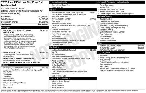 Granite Crystal Clearcoat Metallic 2026 RAM 2500 Big Horn