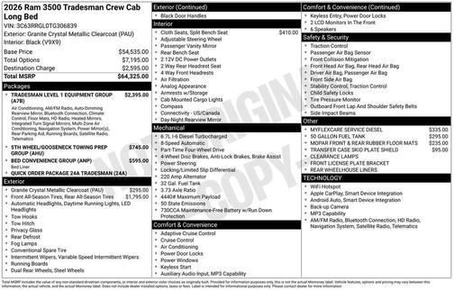 Granite Crystal Clearcoat Metallic 2026 RAM 3500 Tradesman