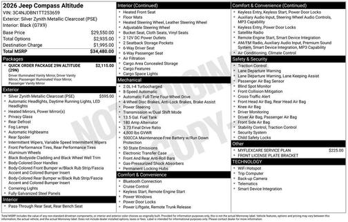 Silver Zynith 2026 Jeep Compass Latitude