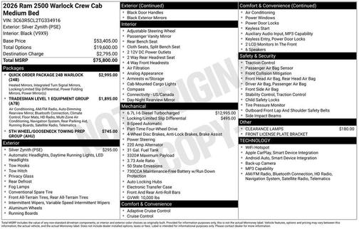 Silver Zynith 2026 RAM 2500 Tradesman