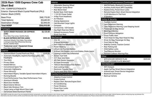 Diamond Black 2026 RAM 1500 Express