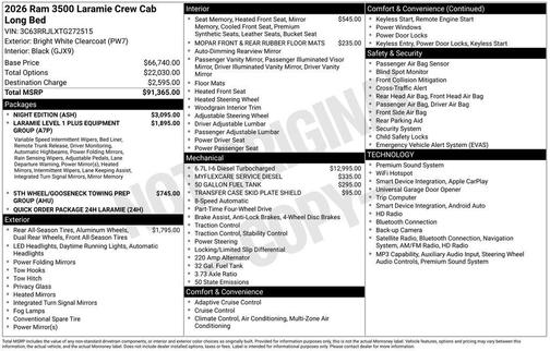 Bright White Clearcoat 2026 RAM 3500 Laramie