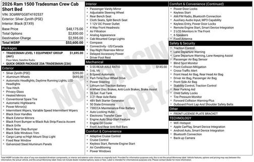 Silver Zynith 2026 RAM 1500 Tradesman