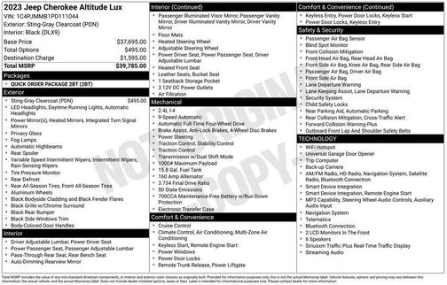 Gray Clearcoat 2023 Jeep Cherokee Altitude Lux