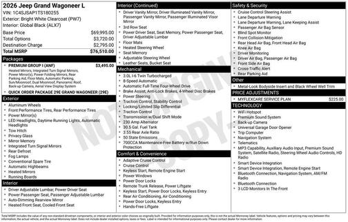 Bright White Clearcoat 2026 Jeep Grand Wagoneer L