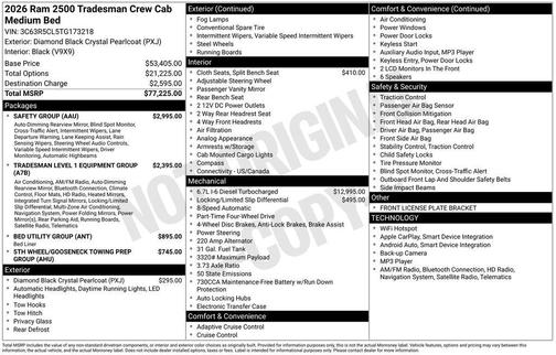 Diamond Black 2026 RAM 2500 Tradesman